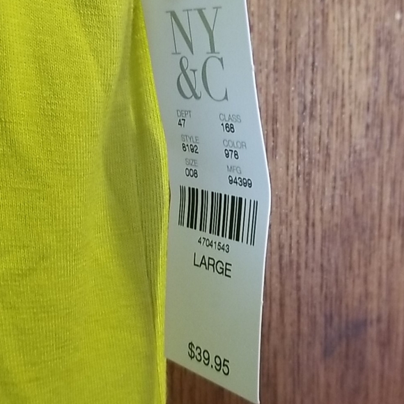NWT YELLOW/GREEN MOCKNECK.  SZ L - Picture 2 of 3